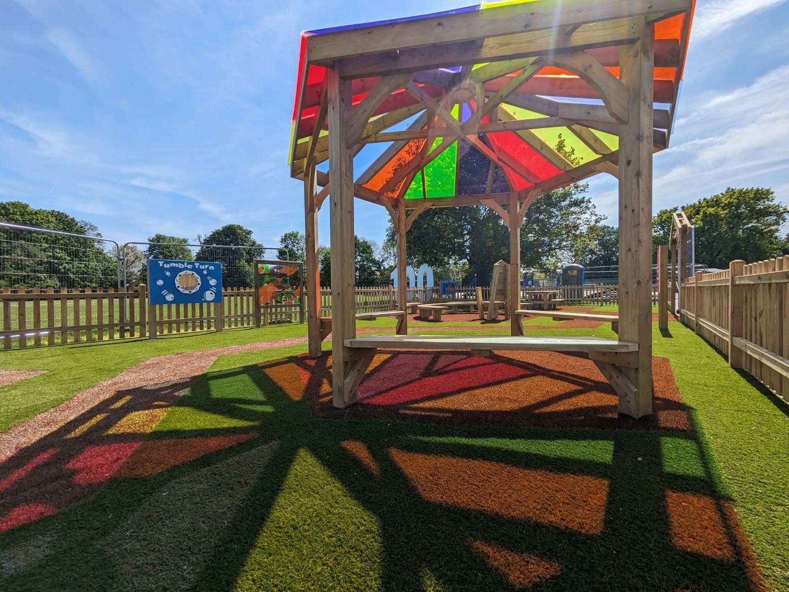 Coloured-acrylic gazebo and canopies, Wimbledon Chase School