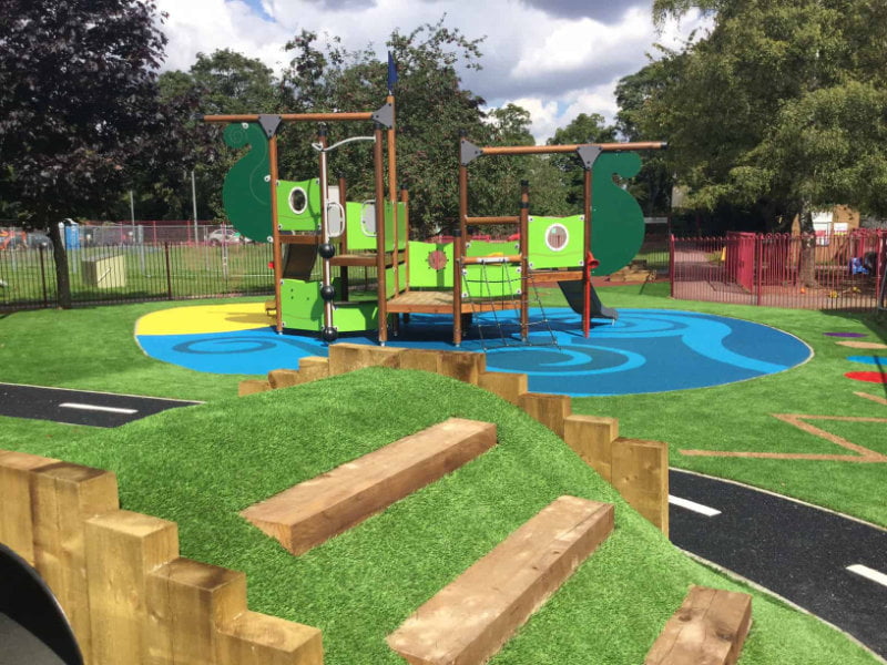 A complete school playground designed and installed by Commercial Play